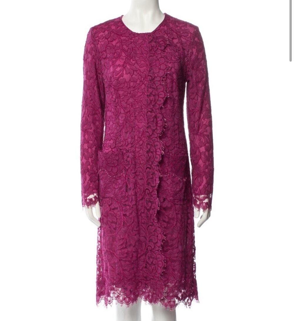 St. John Lace Fucshia Lined Elegant Formal Dress Size 10